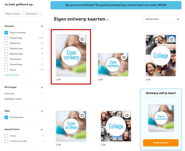 Fotokaart uitkiezen